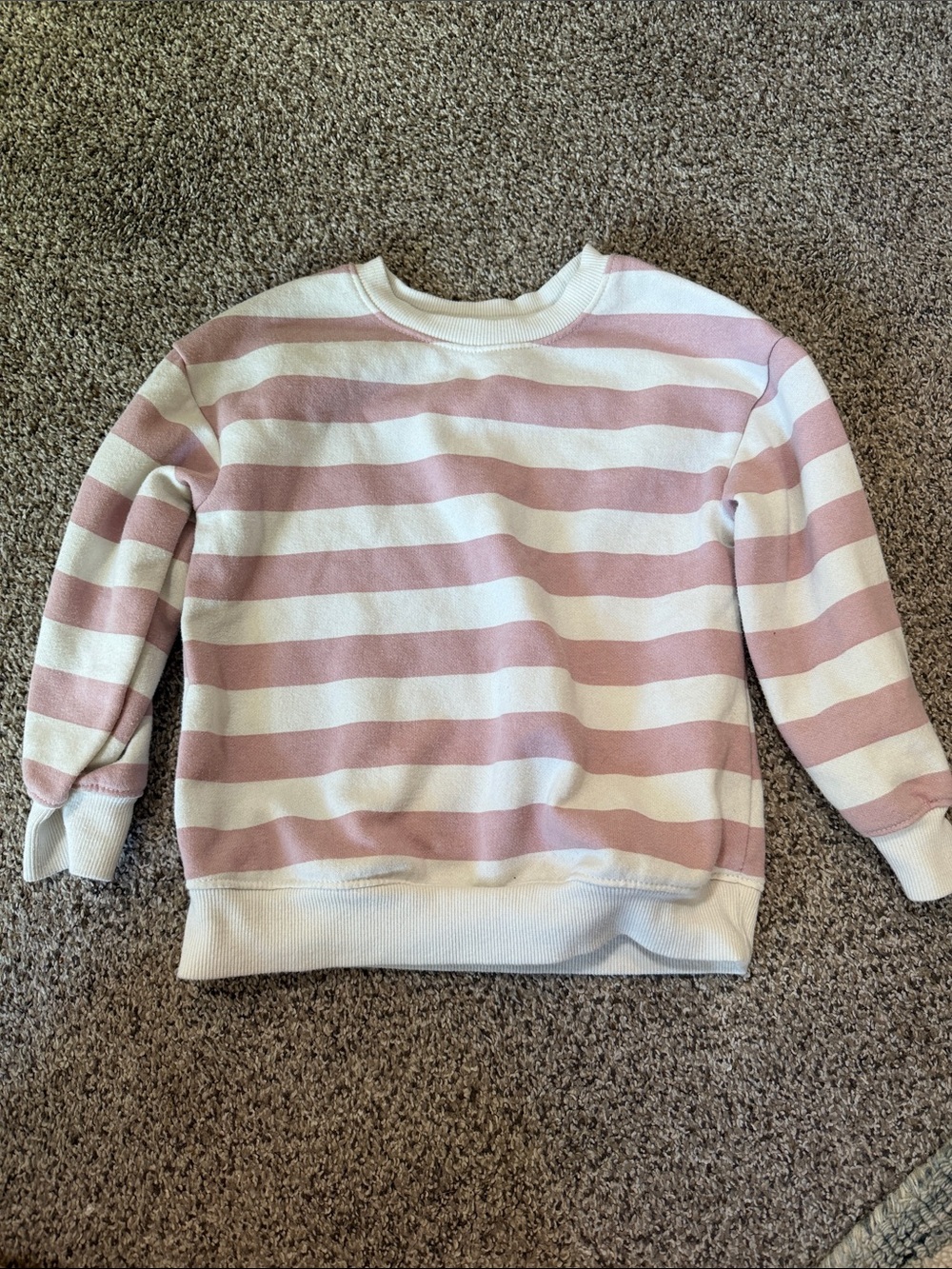 Cat & Jack Pink and White Striped Crewneck Sweater